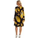 Leaves Foliage Pattern Metallic Gold Background Long Sleeve Dress With Pocket View4