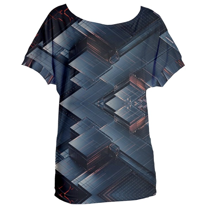 Background Pattern Geometric Glass Mirrors Women s Oversized Tee