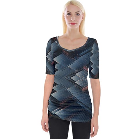 Background Pattern Geometric Glass Mirrors Wide Neckline Tee by Ravend