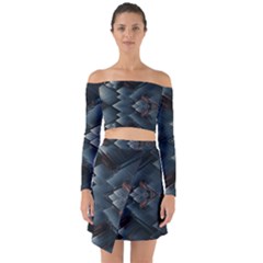 Background Pattern Geometric Glass Mirrors Off Shoulder Top With Skirt Set by Ravend