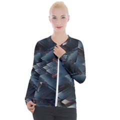 Background Pattern Geometric Glass Mirrors Casual Zip Up Jacket by Ravend