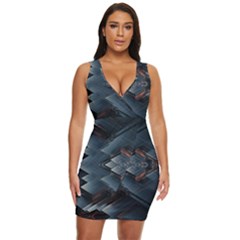 Background Pattern Geometric Glass Mirrors Draped Bodycon Dress by Ravend