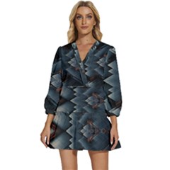 Background Pattern Geometric Glass Mirrors V-neck Placket Mini Dress by Ravend