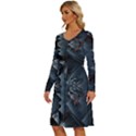 Background Pattern Geometric Glass Mirrors Long Sleeve Dress With Pocket View2