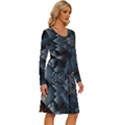 Background Pattern Geometric Glass Mirrors Long Sleeve Dress With Pocket View3