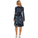 Background Pattern Geometric Glass Mirrors Long Sleeve Dress With Pocket View4