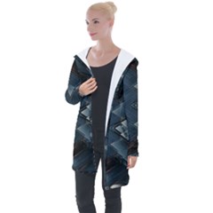 Background Pattern Geometric Glass Mirrors Longline Hooded Cardigan by Ravend