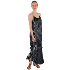 Background Pattern Geometric Glass Mirrors Cami Maxi Ruffle Chiffon Dress by Ravend