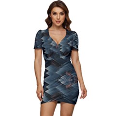 Background Pattern Geometric Glass Mirrors Low Cut Cap Sleeve Mini Dress by Ravend