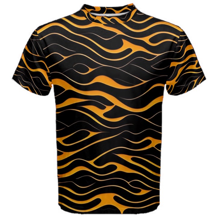 Waves Pattern Golden 3d Abstract Halftone Men s Cotton Tee