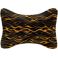 Waves Pattern Golden 3d Abstract Halftone Seat Head Rest Cushion by Ravend