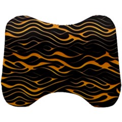 Waves Pattern Golden 3d Abstract Halftone Head Support Cushion by Ravend