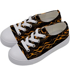 Waves Pattern Golden 3d Abstract Halftone Kids  Low Top Canvas Sneakers by Ravend