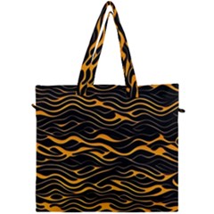 Waves Pattern Golden 3d Abstract Halftone Canvas Travel Bag by Ravend