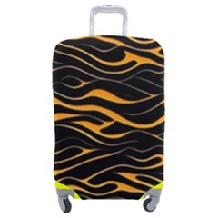 Waves Pattern Golden 3d Abstract Halftone Luggage Cover (medium) by Ravend