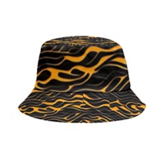 Waves Pattern Golden 3d Abstract Halftone Inside Out Bucket Hat by Ravend