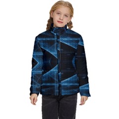 Technology Digital Business Polygon Geometric Kids  Puffer Bubble Jacket Coat by Ravend