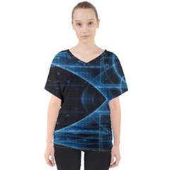 Technology Digital Business Polygon Geometric V-neck Dolman Drape Top by Ravend