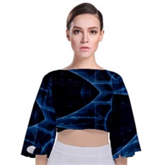 Technology Digital Business Polygon Geometric Tie Back Butterfly Sleeve Chiffon Top by Ravend