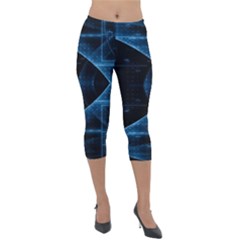 Technology Digital Business Polygon Geometric Lightweight Velour Capri Leggings  by Ravend