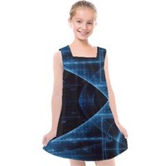 Technology Digital Business Polygon Geometric Kids  Cross Back Dress by Ravend