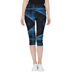 Technology Digital Business Polygon Geometric Inside Out Lightweight Velour Capri Leggings  by Ravend