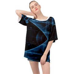 Technology Digital Business Polygon Geometric Oversized Chiffon Top by Ravend