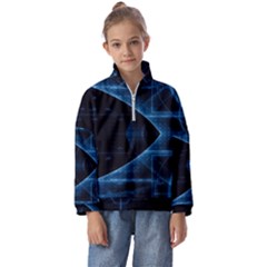 Technology Digital Business Polygon Geometric Kids  Half Zip Hoodie by Ravend