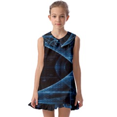 Technology Digital Business Polygon Geometric Kids  Pilgrim Collar Ruffle Hem Dress by Ravend