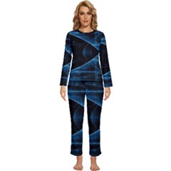 Technology Digital Business Polygon Geometric Womens  Long Sleeve Lightweight Pajamas Set