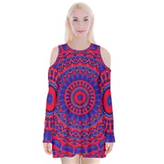 Background Wallpaper Geometric Digital Art Velvet Long Sleeve Shoulder Cutout Dress by Ravend