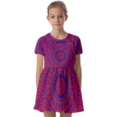 Background Wallpaper Geometric Digital Art Kids  Short Sleeve Pinafore Style Dress