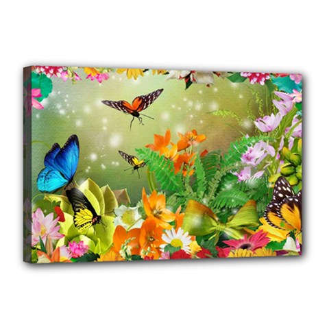 Floral Flowers Nature Plants Decorative Design Canvas 18  X 12  (stretched) by Ravend