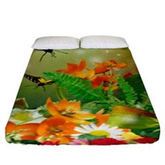 Floral Flowers Nature Plants Decorative Design Fitted Sheet (king Size) by Ravend