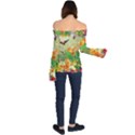 Floral Flowers Nature Plants Decorative Design Off Shoulder Long Sleeve Top View2