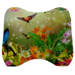 Floral Flowers Nature Plants Decorative Design Velour Head Support Cushion by Ravend