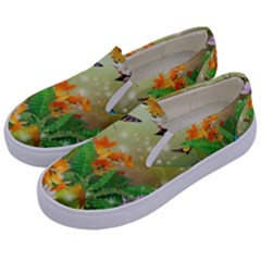 Floral Flowers Nature Plants Decorative Design Kids  Canvas Slip Ons by Ravend