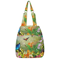 Floral Flowers Nature Plants Decorative Design Center Zip Backpack by Ravend