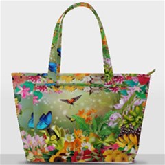 Floral Flowers Nature Plants Decorative Design Back Pocket Shoulder Bag  by Ravend