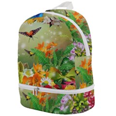 Floral Flowers Nature Plants Decorative Design Zip Bottom Backpack by Ravend