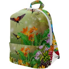 Floral Flowers Nature Plants Decorative Design Zip Up Backpack by Ravend