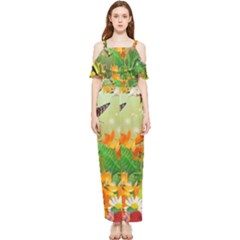 Floral Flowers Nature Plants Decorative Design Draped Sleeveless Chiffon Jumpsuit by Ravend