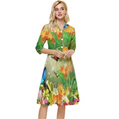 Floral Flowers Nature Plants Decorative Design Classy Knee Length Dress by Ravend