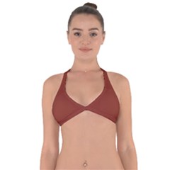 Burnt Umber Red	 - 	halter Neck Bikini Top by ColorfulSwimWear