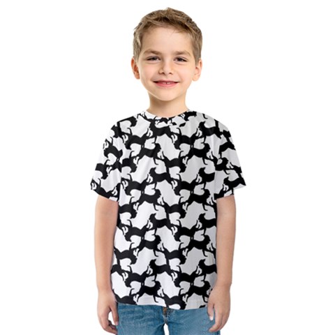 Playful Pups Black And White Pattern Kids  Sport Mesh Tee by dflcprintsclothing