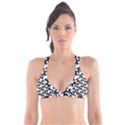 Playful Pups Black and White Pattern Plunge Bikini Top View1