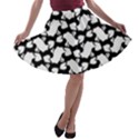 Playful Pups Black and White Pattern A-line Skater Skirt View1