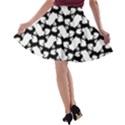 Playful Pups Black and White Pattern A-line Skater Skirt View2