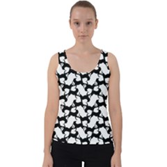 Playful Pups Black And White Pattern Velvet Tank Top by dflcprintsclothing