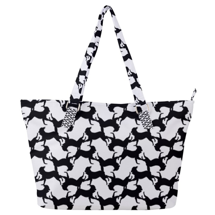 Playful Pups Black and White Pattern Full Print Shoulder Bag